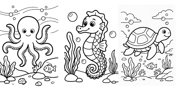 Desenhos para colorir fundo do mar - educação infantil (página 1)